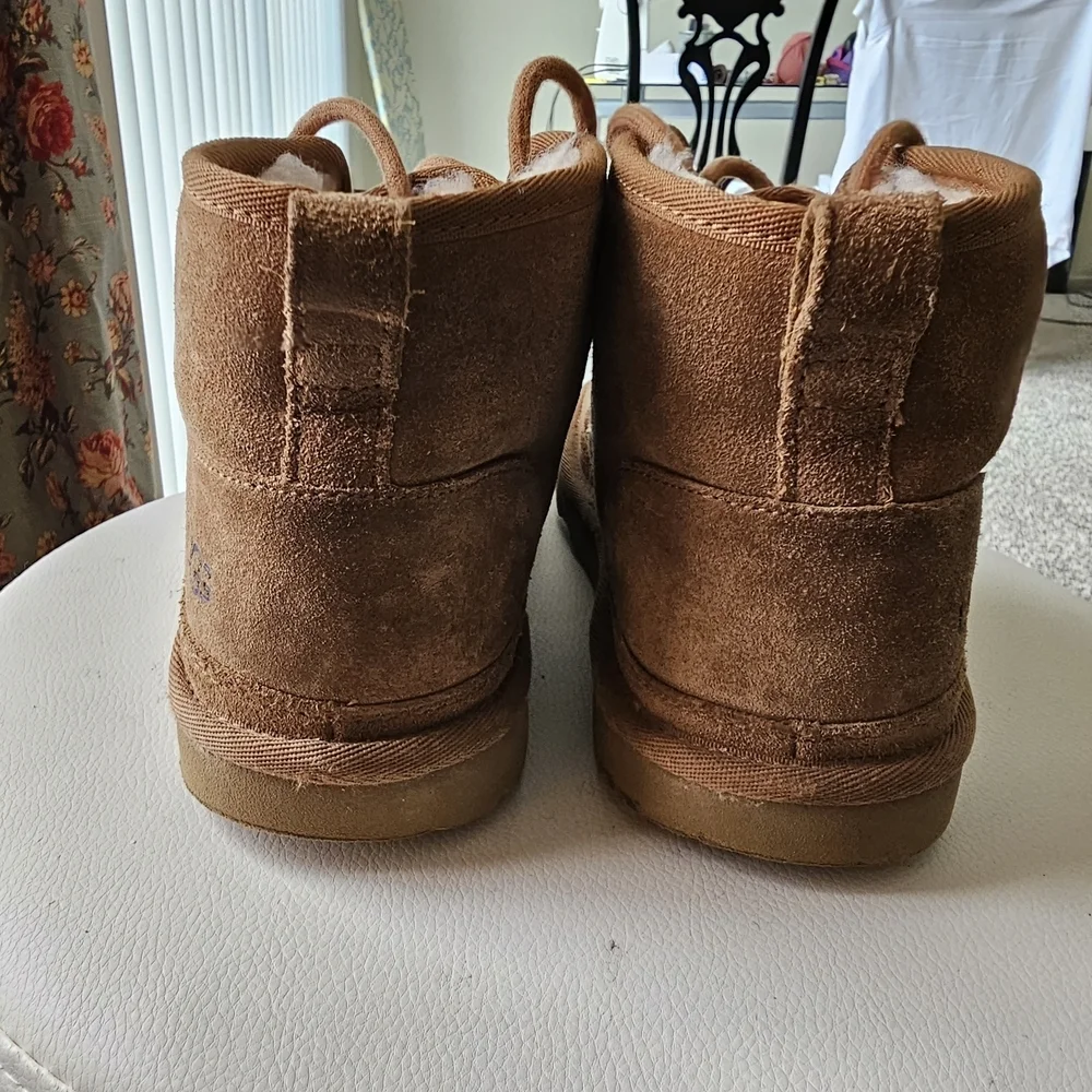 UGG Chestnut Suede Shearling-Lined Lace-Up Ankle Boots
